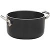 Pentole Agnelli ALSA2104SSPI24 Alblack Casseruola Alta in Alluminio, Spessore 5 mm, Fondo Induzione da 10 mm, con 2 Manici in Acciaio Inossidabile, 24 cm, Nero