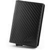 Nucci Design Porta Carte Credito-Portafoglio Uomo-Vera Pelle Protezione RFID-Portafogli Documenti Tessere e Banconote-Schermato Slim-Idee Regalo Wallet-Portatessere Donna (Nero Grande)