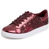Feversole Women's Featured PU Leather Lace Up Star Sneaker,Stella Sneakers Stringate in Pelle PU da Donna Stella Borgogna 37.5 EU