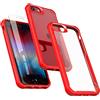 ORETECH per Cover iPhone SE 2022(5G), iPhone SE 2020, Cover iPhone 8/7 [2x Pellicola Protettiva in Vetro Temperato] [Shock-Absorption] [Anti-Graffio] Custodia Ultra Sottile Rigida Silicone - Rosso