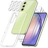 Guscase Cover per Samsung Galaxy A54 5G con 3 Pezzi Vetro Temperato & 3 Pezzi Pellicola Fotocamera, Custodia Ultra Sottile Morbido Silicone, Trasparente Antiurto AntiGraffio TPU Bumper Case