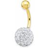Monde Petit Piercing per ombelico zirconi - oro giallo 18k (750) - Scatola Regalo - Certificato di garanzia