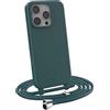 MyGadget Cover con Cordino per iPhone 16 Pro - Custodia con Corda - Case Opaca Antiurto | Bumper con Laccio | Tracolla - Practical Stylish - Verde Scuro