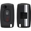 kwmobile Custodia Coprichiave Compatibile con Peugeot Citroen con 2 tasti pieghevole Cover - Copritelecomando Chiave Auto - Copri Chiavi Macchina Strisce Rally
