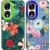 Tedyhulle 2 Pezzi Cover per Honor 90 5G 6,7, Disegni Foglie tropicali Floreali Aesthetic Custodia Protezione Fotocamera Silicone TPU Morbida Antiurto Cellulare Case per Donne, Blu e verde