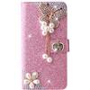 BLOTECH Brillantini per Oppo Find X5 Lite Flip Cover, 3D Design Bling Strass Rosa PU Leather Glitter Big Farfalla Pelle Antiurto Libro Portafoglio Kickstand Magnetica Cover Flip Case per Oppo Find X5 Lite