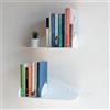 MILUKA Set 2 Libreria da parete Sospesa 35 x 16 cm | Libreria Scaffale Metallo Bianca con Fermilibri Magnetici Regolabili | Mensola Libri, CD o Comodino Sospeso