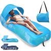 Outplea Sdraio Gonfiabile con Parasole, Divano Gonfiabile Acqua e Terra, Divano Gonfiabile Mare con Borsa, Letto Gonfiabile per Campeggio Spiaggia Partito Viaggio, Piuma Azzurro Cielo