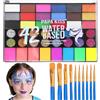 Zefphxs Pittura corporea bambino 42 colori tavolozza trucco con 11 pennelli, pittura viso per Halloween, Natale, carnevale, feste a tema, festa di compleanno