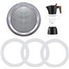 TUYOBG 4 guarnizioni per macchina da caffè espresso da 6 tazze, ricambio in alluminio, include 1 filtro e 3 guarnizioni in silicone, parti per moka per piano cottura Bialetti, set di accessori per macchine