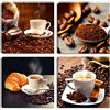 Degona Quadri Moderni CAFFE' 4 pz. cm 30x30 cad. Stampa su Tela CANVAS Caffè Coffee Arredamento Arte Astratto XXL Arredo per soggiorno salotto camera da letto cucina ufficio bar ristorante