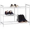 Relaxdays Scarpiera 3 Ripiani in Metallo, 8 Paia di Scarpe, HLP 50,5 x 70 x 26 cm, Scaffale Ingresso Salvaspazio, Bianco