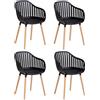 JZGORC Set di 4 Sedie da Pranzo, Sedie da Cucina con Rivestimento in pelle e Braccioli, Sedia con Schienale Cavo, Adatte per Soggiorno, Cucina, Patio - Nero