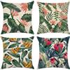 HoaaiGo 4 Pcs Federe per Cuscini 45x45 cm, Federe Cuscino Decorativi con Motivo Foglie Fiori, Copricuscini Fodere Divano Poliestere, Copricuscino Quadrate Colorato per Casa Soggiorno Sedia Camera da Letto