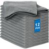 AYESY Panni per la Pulizia in Microfibra, 12 Pezzi Multiuso in Microfibra Panno Stracci Altamente Assorbenti Panno per la Pulizia Senza Striature da Cucina Strofinaccio Riutilizzabile (Grigio)