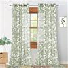 MRTREES Tende per Interni Moderne Verde Grigie Tende Trasparenti in Voile con Occhielli per Camera da Letto Soggiorno Salotto Eleganti Finestre Tenda con Stampa di Foglie 140x240 cm 2 Pezzi