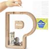DBPBToU Salvadanaio Personalizzato, Lettre Salvadanaio in Legno Trasparente, Salvadanaio Apribile per Bambini, Salvadanaio Grande Creativo per Regalo di Compleanno/Decorazione Domestica/Ricordo (P)