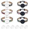 Craftdady - Set di 6 braccialetti in PU-cuoio, regolabili, con supporto per ciondoli, 18 mm, cabochon in vetro, fai da te, per uomo e donna, set di gioielli per bracciali