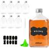 BSDYCL Bottiglie in vetro da 200 ml, confezione da 8 bottigliette di vetro piccole con tappo a vite argentato, imbuto, etichette e penna, bottiglie vuote riutilizzabili per vino, whisky o liquori
