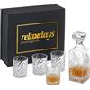 Relaxdays Set da Whisky, Caraffa da 800 ml, 4 Bicchieri da 310 ml, Decanter da Cognac, Confezione Regalo, Trasparente