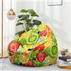 Mateju Pouf Poltrona a Sacco, Smorgasbord di Frutta 3D Pouf Letto Singolo Morbido, Pouf Sacco di Fagioli Senza Riempimento, Pouf Poltrona di Fagioli per Adulti e Bambini (M,Kiwi)