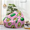 Mateju Pouf Poltrona a Sacco, Smorgasbord di Frutta 3D Pouf Letto Singolo Morbido, Pouf Sacco di Fagioli Senza Riempimento, Pouf Poltrona di Fagioli per Adulti e Bambini (M,Avocado)