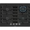 Siemens EN6B6HK40 Piano cottura a gas da 60 cm - vetro nero - 4 Fuochi - Griglie in ghisa - Fuoco wok a tripla corona - stepFlame - Home Connect Wi-Fi