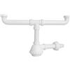 Schläfer 4395302 | Sifone Universale a Fiasco salvaspazio per Lavelli a 2 vasche 11/2 - Uscita Diam 40mm x L. 250 mm, Scarico Lavandino a due vie con Rosone, Bianco