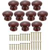 QUARKZMAN 10Pcs Pomello Rotondo Per Cassetto In Legno, 1.3 x 1.02 Pomelli Rotondi Per A Forma Di funghi Superficie Verniciata Pomelli In Legno Con Viti Per Cassetto, Marrone Scuro