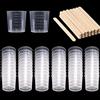 wordmouk 60 pacco 30ml bicchiere di miscelazione di plastica misurini laureato tazze con 50 confezioni bastoni agitazione legno kit miscelazione di plastica per mescolare la resina epossidica vernice macchia