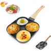 RANJIMA Padella Pancake,Padella per La Colazione,Padella per Frittelle a 4 Fori Padella Antiaderente per Fornelli a Induzione e Fornelli a Gas per Hamburger,Crepe,Uova al Tegamino