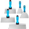 KEZERS Kit di strumenti manuali per cartongesso, 5 pezzi 10,2 cm 15,2 cm 20,3 cm 25,4 cm 30,5 cm Coltello per cartongesso in acciaio inossidabile con estremità martello in metallo, include spatola per