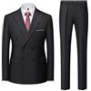 Kobilee Abito Cerimonia Uomo Due Pezzi Smoking Comode Abito da Sposo Abito Cerimonia Matrimonio Taglie Forti Curvy Tuta Cerimonia Business Moderni Vestiti Cotone 4XL Slim Fit Completo Elegante