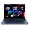 Lenovo Yoga Slim 7x Notebook AI, Display Touch 14.5" 3K OLED (2944x1840) 90Hz, Processore Qualcomm Snapdragon X Elite, RAM 16GB, 1TB SSD, Windows 11 Home Copilot+ PC, WiFi 7 - Blu, Esclusiva Amazon