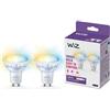 WiZ GU10 Smart LED Glass Bulb - Sostituzione GU10 da 50W, sfumature di bianco, Wi-Fi/Bluetooth, controllo vocale/App, funziona con Google Home, Alexa e HomeKit, 2 lampadine
