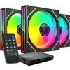 MARS GAMING MF-3DPROKIT, Kit 3x Ventole PWM 120mm, Illuminazione ARGB Infinity Mirror 3D, Sistema di Controllo PWM, Cuscinetti FDB, Telecomando e HUB, Compatibilità Totale ARGB, Nero