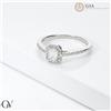 Gioielli di Valenza Anello solitario in oro bianco 18k con diamante taglio smeraldo certificato GIA 0.30ct
