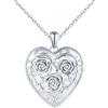 MICSAVI Collana Rose Foto Personalizzata Medaglione Cuore in Argento 925 per Donna Ragazza, Ciondolo Cuore con Tre Rose, Regalo Gioiello Portafoto per Fidanzata Madre Figlia