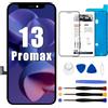 Dinow Schermo per iPhone 13 Pro Max 6.7 LCD Display per iPhone 13 Promax,per iPhone 13 Promax LCD Sostituzione Display con kit di strumenti di riparazione compatibile con A2643/A2484/A2641/A2644/A2645