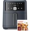 Innsky Friggitrice ad Aria Calda 6 Litri, Air Fryer Compatta con Touch Screen LED, Friggitrice Senza Olio, 8 Programmi, 1500W, Basso Rumore, per Fino a 6 Persone, Ricettario Italiano, Grigio
