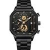 RORIOS Orologio da Uomo Quarzo Moda Quadrato Multifunzione Cronografo Luminoso Analogico Acciaio Inossidabile Oro C