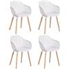 JZGORC Set di 4 Sedie da Pranzo, Sedie da Cucina con Rivestimento in pelle e Braccioli, Sedia con Schienale Cavo, Adatte per Soggiorno, Cucina, Patio - Bianco