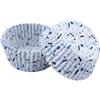 Tasty 50 pirottini di carta Sprinkles, perfetti per muffin e cupcake, resistenti al calore, grasso, design moderno con stelle e spruzzi blu, bianco/blu