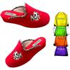 Patrizia Azzi Set Pantofole Donna inverno in tessuto tacco foderato con sacca porta scarpe pratica pluriutilizzo (Rosso, 40)