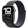 Apple Watch Series 10 GPS + Cellular 42 mm Smartwatch con cassa in alluminio Jet Black e Sport Loop Inchiostro - One Size. Fitness tracker, app ECG, display Retina always-on, resistente all'acqua