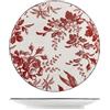 H&H Set 6 piatti frutta Elizabeth in porcellana bianca decorata rosso cm 19