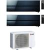 Mitsubishi Electric Climatizzatore Condizionatore Dual Split Inverter serie Kirigamine Style 9+12 con MXZ-2F42VF Black R32 Wi-Fi