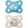 MAM Original Ciuccio in Set da 2, in Silicone Skinsoft con Custodia Porta Succhietto, 2-6 Mesi, Azzurro