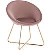 WOLTU 1x Sedie sala da pranzo Sedie cucina moderne poltrona, Adatte per Sala da pranzo Soggiorno, Camera da Letto, Schienale, Tessuto di velluto, Oro Metallo, Rosa BH217rs-1