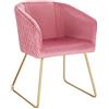 WOLTU 1x Sedie sala da pranzo Sedie cucina moderne Poltroncina salotto Adatte per Sala da pranzo Soggiorno, Camera da Letto, Tessuto di velluto, Oro Metallo, Rosa BH271rs-1